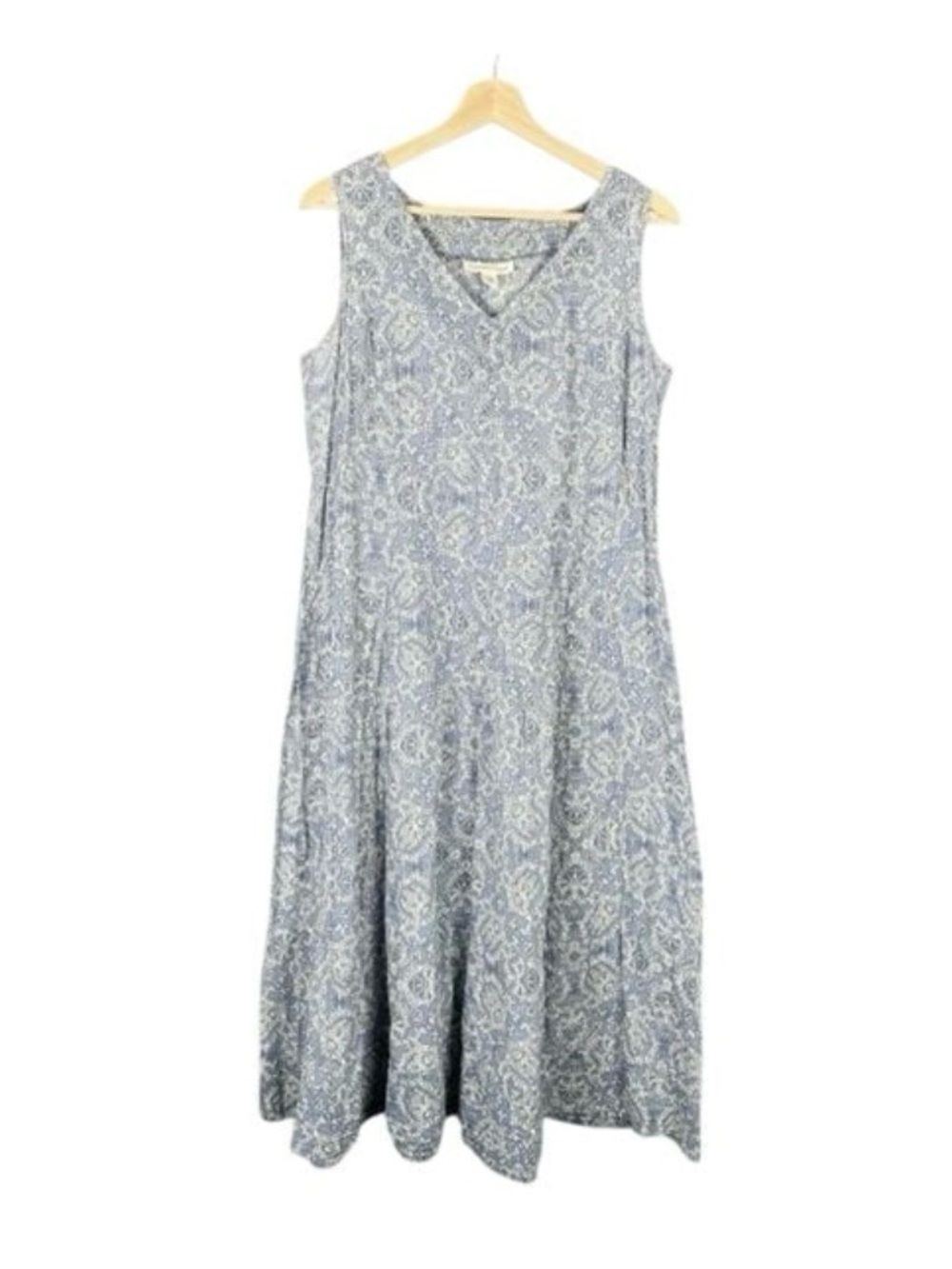 Coldwater Creek Women's 10-12 Paisley Midi Dress Blue Cotton Feminine Flowy